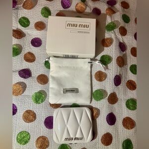 Miu Miu Quilted Double Sided Compact Mirror in White Novelty GWP